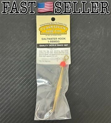 Original Clarkspoon Size 1 Gold Plated Clarkspoon 5/0 Saltwater Hook, 3" Blade - Изображение 1 из 4