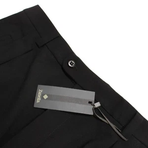 Zanella NWT Pleated Dress Pants Size 34 US Stefano In Solid Black Wool Blend - Picture 1 of 12
