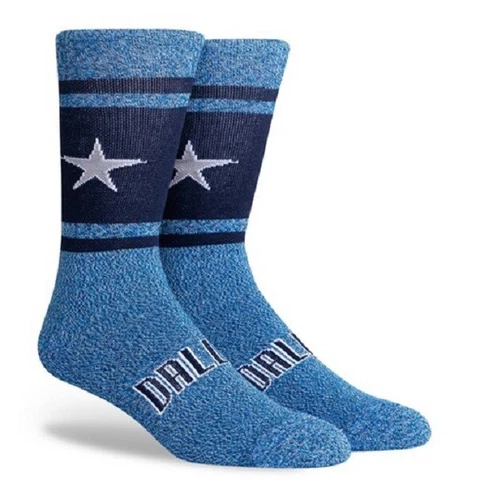 Dallas Mavericks NBA Mens Large Socks Fit 6-12 PKWY Varsity Crew Royal Black Cover