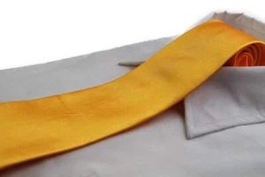 Mens Warm Yellow 8cm Plain Neck Tie - Picture 1 of 3