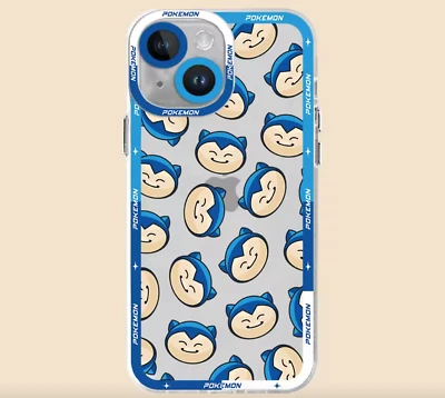 Capa telefone anime Pokemon Snorlax para iPhone 15 14 13 12 - Pro/Pro Max transparente - Imagem 1 de 2