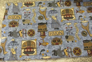 60" long x 24" Wide Quilt Fabric Debbie Mumm Noahs Ark Animals Elephant Pig - Picture 1 of 6