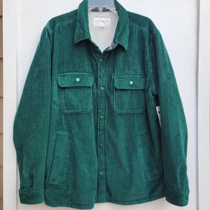 Womens Sun + Stone Shacket Green Corduroy Fleece Lined Size Large L NWT NEW - Picture 1 of 9