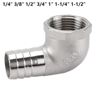 Stainless Steel Female Elbow Hosetail Connectors, Barbed Connecting For Fuel Air - Picture 1 of 33