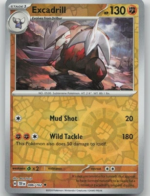 Excadrill - 086/162 Uncommon SV05: Temporal Forces NM Reverse Holo - Image 1 of 2