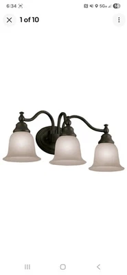 Portfolio, Dimmable Vanity Light Bar | Oil-Rubbed Bronze|  Frosted Glass Shades - Image 1 of 4