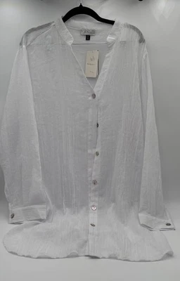 Nuevo J Valdi Mujer Camisa Botón Frontal Traje de Baño Encubrimiento Blanco Talla XL Foto 1 de 4