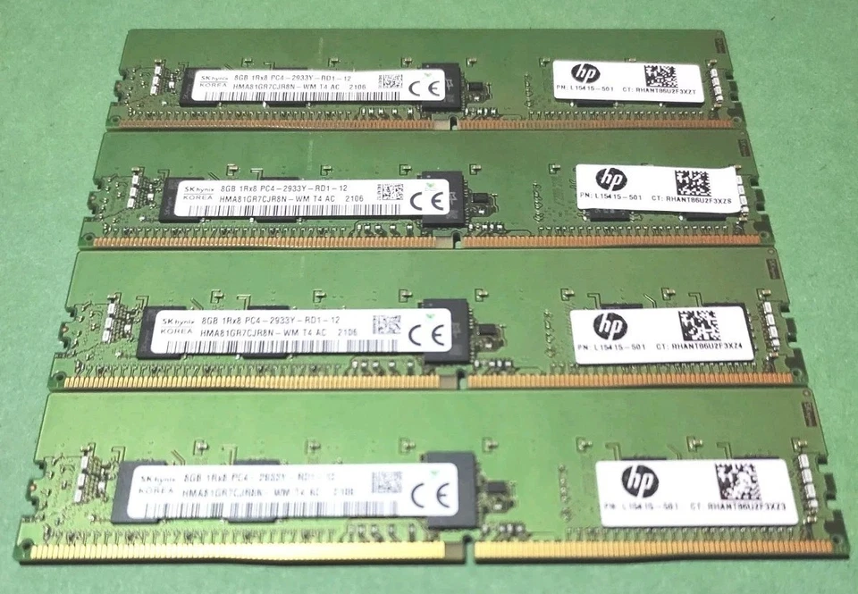 Hynix 32GB Total RDIMM DDR4 RAM Registered 8GB x4 PC4-2933 HMA81GR7CJR8N-WM - Immagine 1 di 2