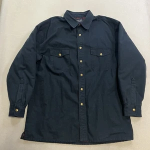 Vintage Shaver Lake Canvas Jacket Men’s Size Large Blue Plaid Lined Snap Up - Picture 1 of 7