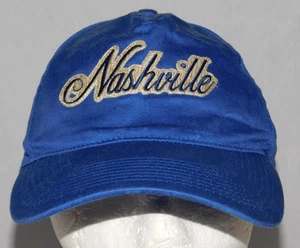 VTG 80'S NASHVILLE EMROIDERED 5 PANEL SNAPBACK TRUCKER HAT BALL CAP BLUE O/S - Picture 1 of 9