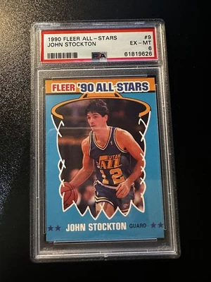 1990-91 Fleer All Stars John Stockton #9. Utah Jazz PSA Graded 6 EX-NM. - Image 1 of 2