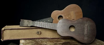 Ukulele 4 String Vtg Antique Pair  For Repair Restoration - Image 1 of 4
