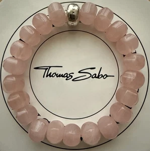 Thomas Sabo Sterling Silver 925 Rose Quartz Nugget Bead Charm Bracelet Medium - Picture 1 of 11