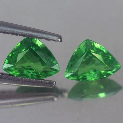 1.04CT SPARKLING VVS PAIR TRILLION UNHEATED GREEN TSAVORITE GARNET NATURAL - Image 1 of 3