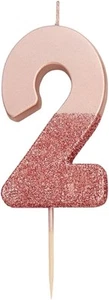 Tavoli Parlanti Oro Rosa Glitter Numero 2 Candela Premium Blu,Rosa,Argento - Foto 1 di 7
