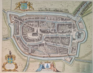 Franeker MAPPA Franekera Paesi Bassi STAMPA Filigrana Netherlands Frisia Blaeu - Foto 1 di 23