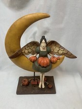Vtg. 90’s  David Harden Folk Art Americana Angel Moon Pumpkin Fall