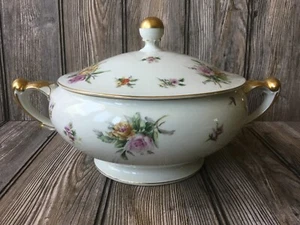 Vintage Meito China Orleans Shape Garden Rose Porcelain Tureen Occupied Japan - Picture 1 of 11