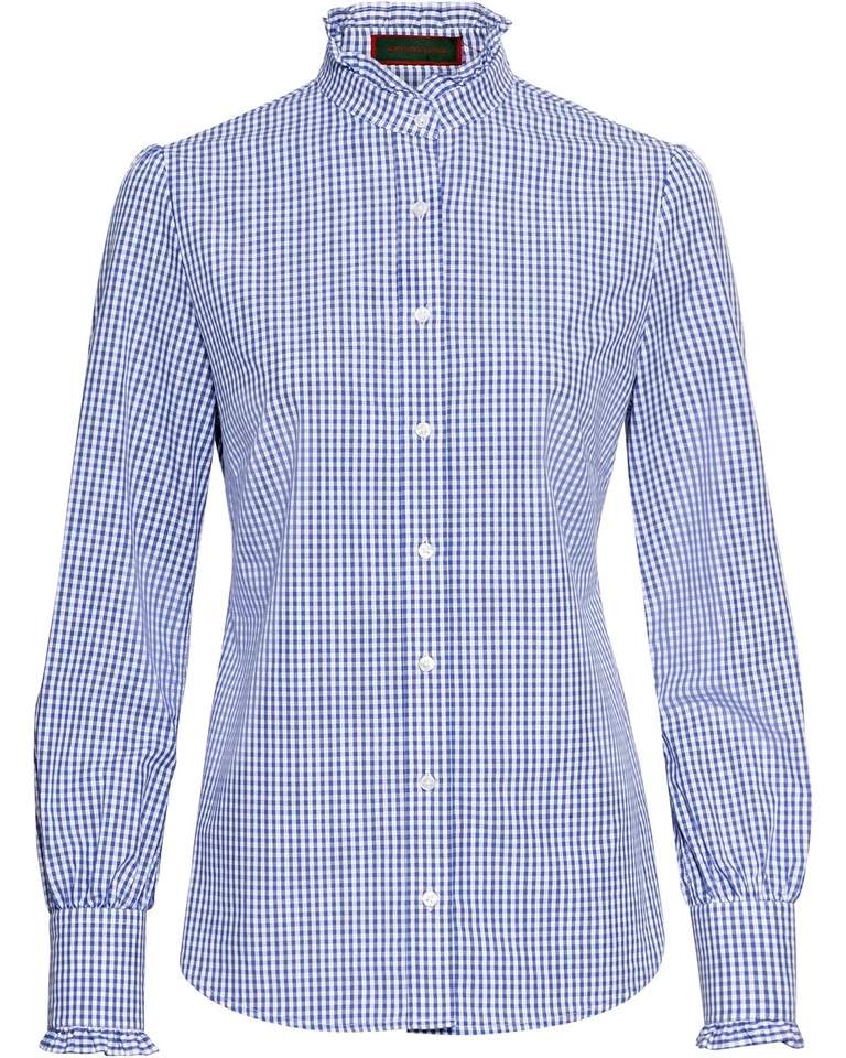 REITMAYER Vichykarobluse Stehkragen Langarm Kariert Damen NEU - Bild 1 von 1