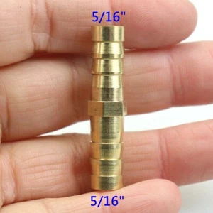 2Pcs NEW Brass Hose Barb Mender Union Brass Fitting Gas Fuel Water Air 5/16" 8mm - Picture 1 of 8