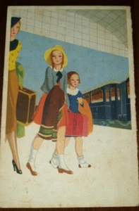 Cartolina d'epoca Illustrata Moda Futurista vestiti Filarura Marzotto Valdagno - Foto 1 di 2