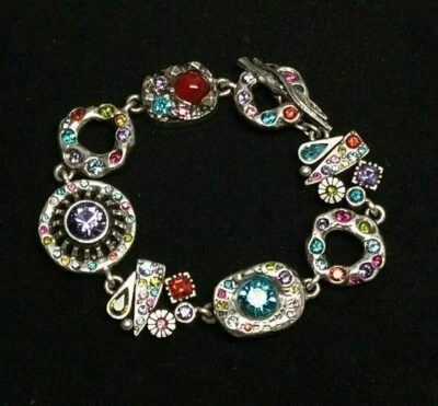 Patricia Locke 8" Qua Non Bracelet Silver Plte JOY FLING Swarovski Crystals NWOT - Image 1 of 4