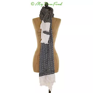 Bufanda Sole Society Talla 57X26 Jacquard Ligera Negra Blanca B8 - Imagen 1 de 1