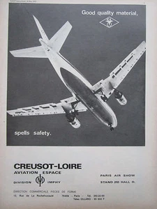 5/1973 PUB CREUSOT LOIRE AVIATION ESPACE IMPHY AIRBUS A300 ORIGINAL AD - Bild 1 von 1