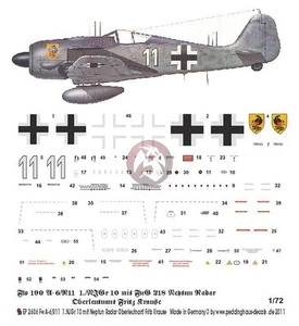 Peddinghaus 1/72 Fw 190 A-6/R11 w/Neptun Markings Fritz Krause 1./NJGr 10 2606 - Picture 1 of 1