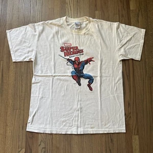 Camicia vintage anni 2000 Marvel Supereroi Esposizione Scienza TG L X-Men Spider-Man - Foto 1 di 13