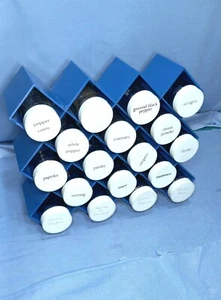 Vintage MCM Copco Lubge-Randel Blue Honeycomb Spice Rack 18 Jar Modern Holder - Picture 1 of 4