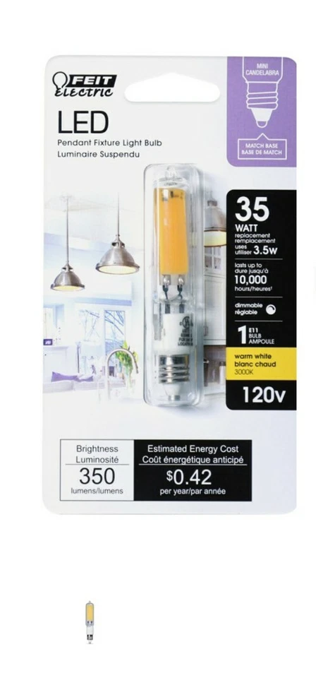 Feit Electric T4 E11 LED Bulb Warm White 35 Watt Equivalence 1 pk  - Image 1 of 1