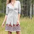 Johnny Was Twist Front Rose Floral Embroidered Dark Gray Dress Xs