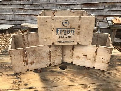 4 Vintage Wooden Crates (old box shabby chic storage cool rustic wedding fruit) - Image 1 of 3