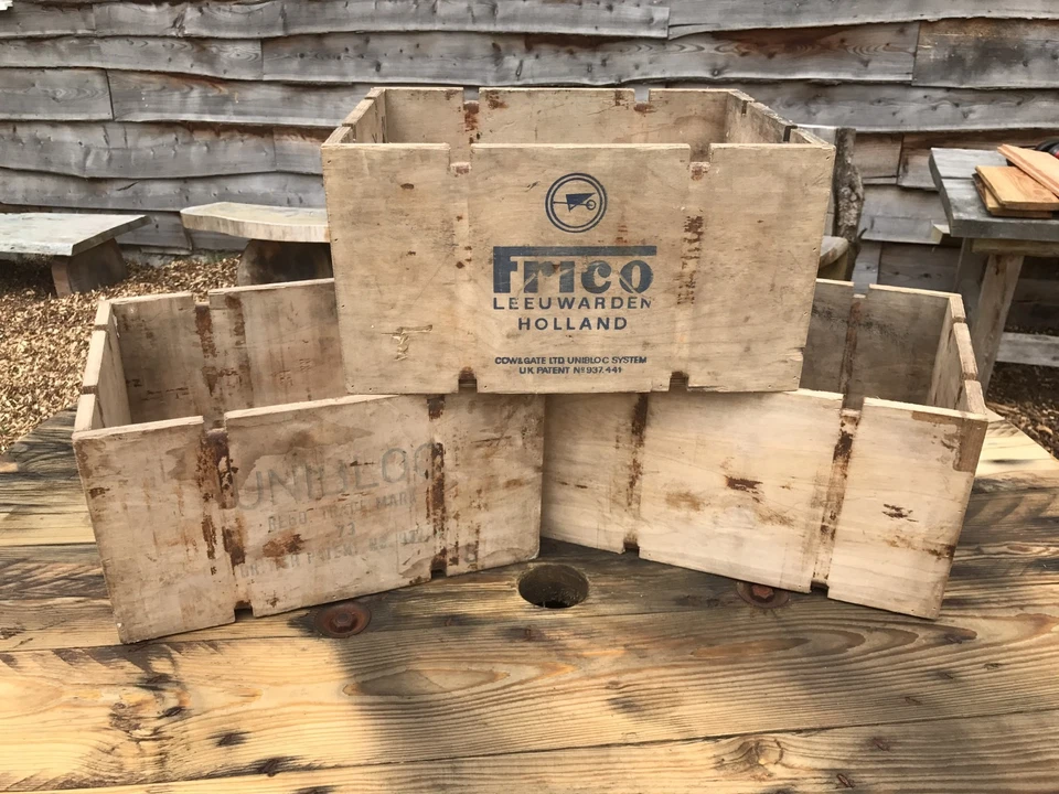 5 Vintage Wooden Crates (old box shabby chic storage cool rustic wedding fruit) - Image 1 of 3