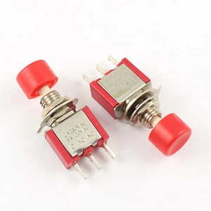 5Pcs Momentary Red Push Button Switch 3 Pin SPDT NO-COM-NC 2A 250V / 5A 120V - Picture 1 of 4