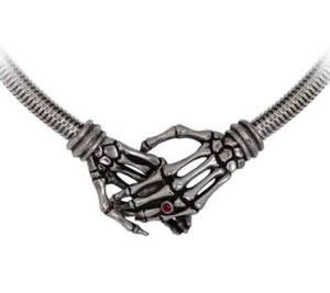Take Me With You Necklace, Gothic Skeletal Hand Love Death Gift, Alchemy England - Picture 1 of 6