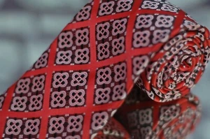 Corbata Lord R Colton Masterworks roja negra gris tejida geométrica de seda de lujo - Imagen 1 de 6