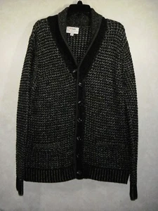 Rag & Bone Nieman Marcus Cardigan Sweater Men XL Black Gray Wool Blend Shawl - Picture 1 of 11