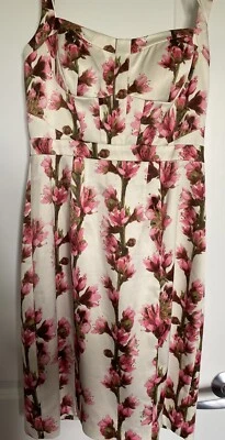 Vestido Halter Jessica Simpson Blanco Rosa Floral Talla 10 Verano Boda Foto 1 de 4