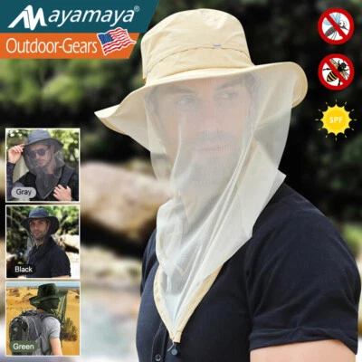 Anti-Mosquito Bee Insect Bug Head Net Hat Sun Protection Mesh Cap For Outdoor - Image 1 of 4