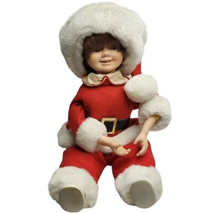 Vintage 1991 Telco Motion-ettes Weihnachten sitzende Puppe brünett Weihnachtsmann Outfit - Bild 1 von 6