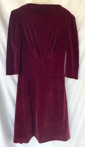 ROCKABILLY..VTG 40s..DARK RED..VELVET..DRESS..XS - Picture 1 of 5