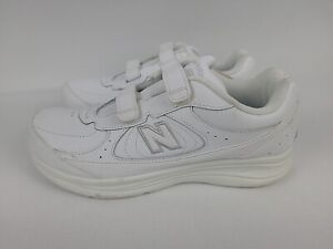 New Balance 577 Womens SZ 9.5 D Wide White Leather Hook & Loop Walking Shoes