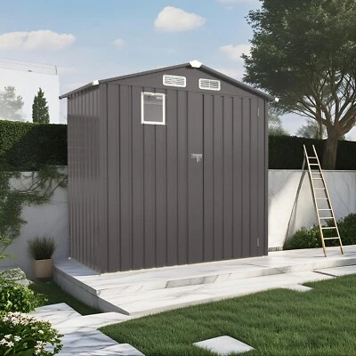 6x4 FT Metal Outdoor Storage Shed, Tool Shed Pitched Roof with Window for Garden - Image 1 of 4