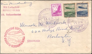 GERMANY 1936 HINDENBURG FLIGHT COVER 11th October, 1936 - Picture 1 of 2