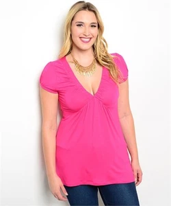 Women's Plus Size Surplice Short Sleeve Tunic Blouse Top - Picture 1 of 5