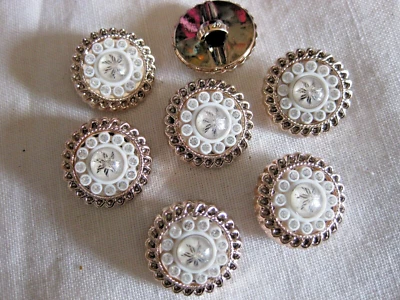 7 Mantel-Jacken-Knöpfe Ösenknöpfe Strass Farbe wählbar 25mm Kunststoff  k111.1 - Bild 1 von 3