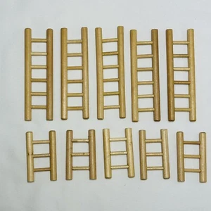 10 Tiny Mini Wooden Straight Ladders Dollhouse 1.75" 3.5" Crafting Fairy Garden - Picture 1 of 3