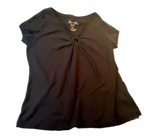 Faded Glory 16W Plus sexy T-Shirt rundes Loch schwarz Baumwollmischung Top - Bild 1 von 7